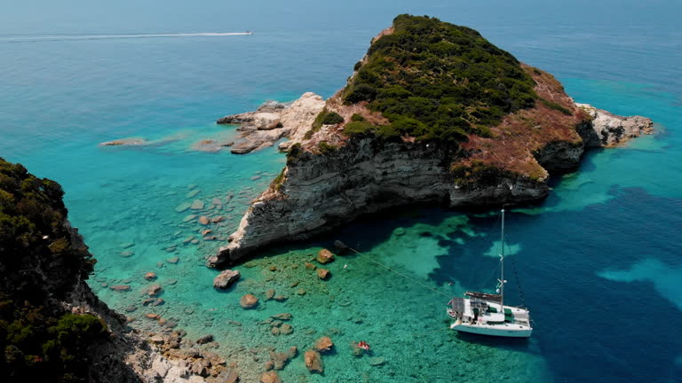 Catamaran at a Corfu beach